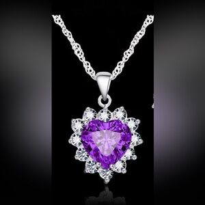Purple Heart Pendant Necklace